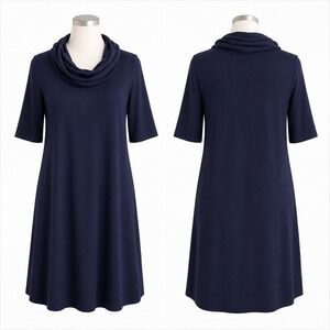MICHAEL STARS NWT Madison Dress L Navy Cowl Neck  Midi Brushed Jersey